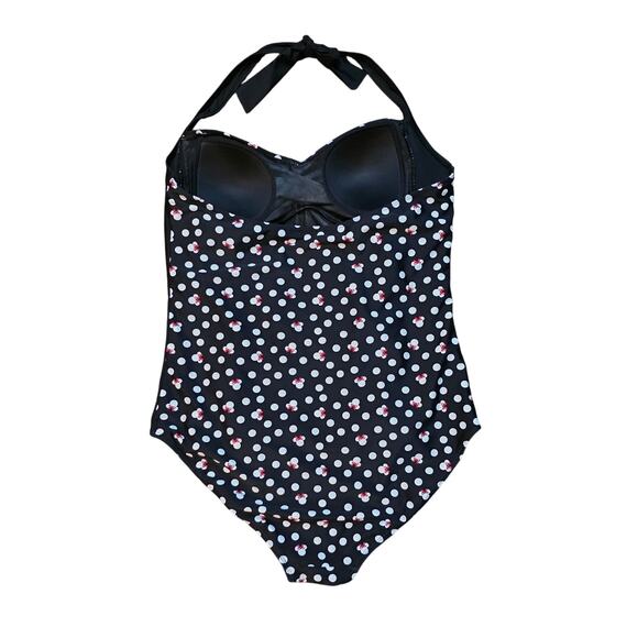 Disney Park Resort Minnie Mouse Black‎ Red Polka Dot One Piece Swimsuit Size XL - Picture 3 of 5